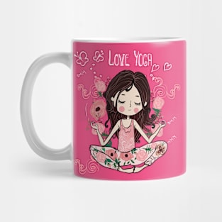 Cute Cartoon Flower Yoga Girl Mug